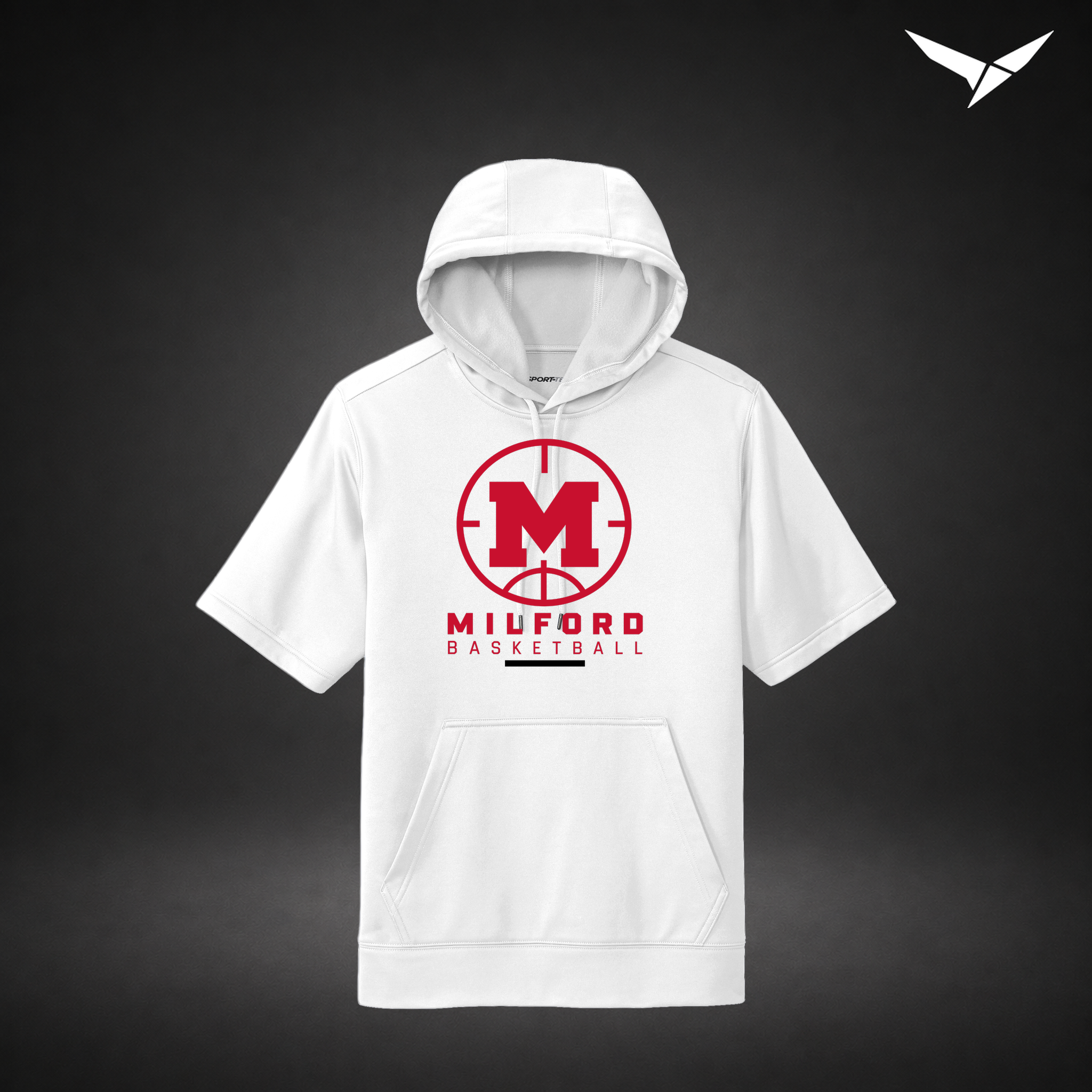 Courtside short-sleeve-hoodie — white — Front