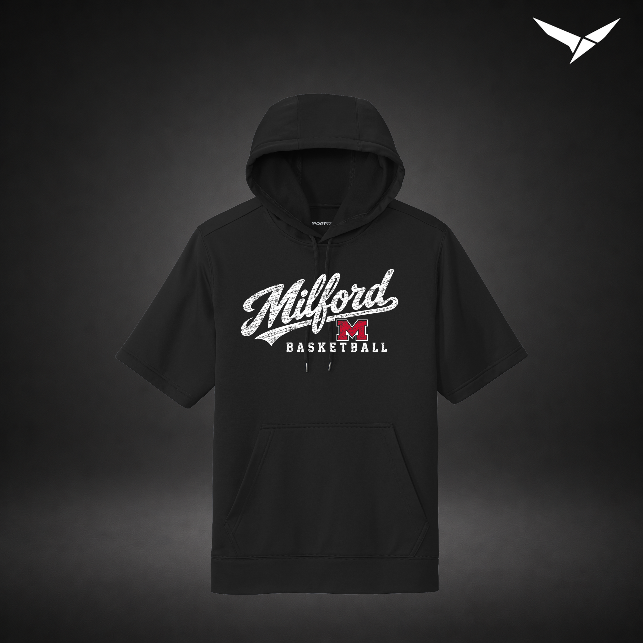 Hardwood short-sleeve-hoodie — black — Front
