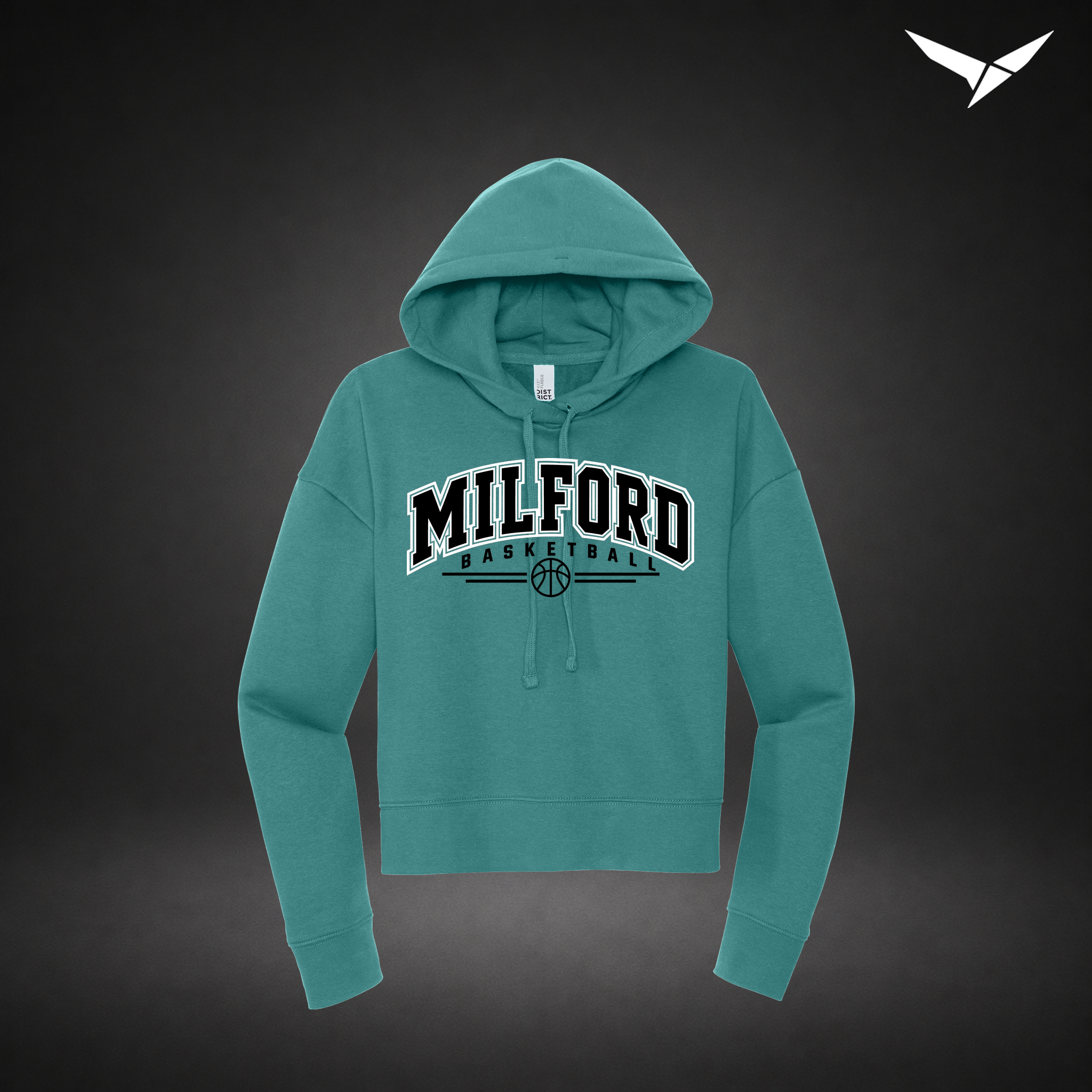 Her Game cropped-hoodie — eucalyptus blue — Front