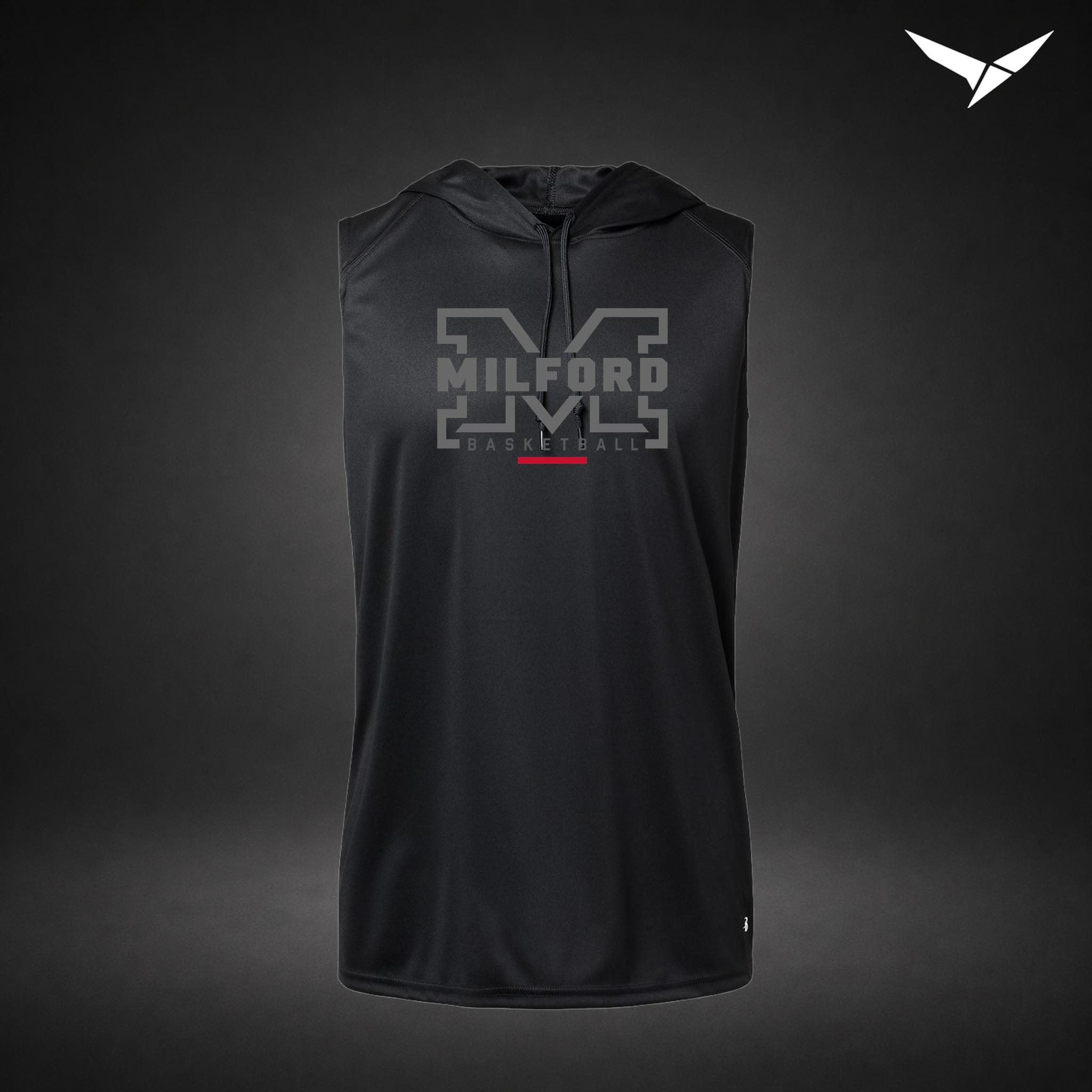 Lockdown sleeveless-hoodie — black — Front