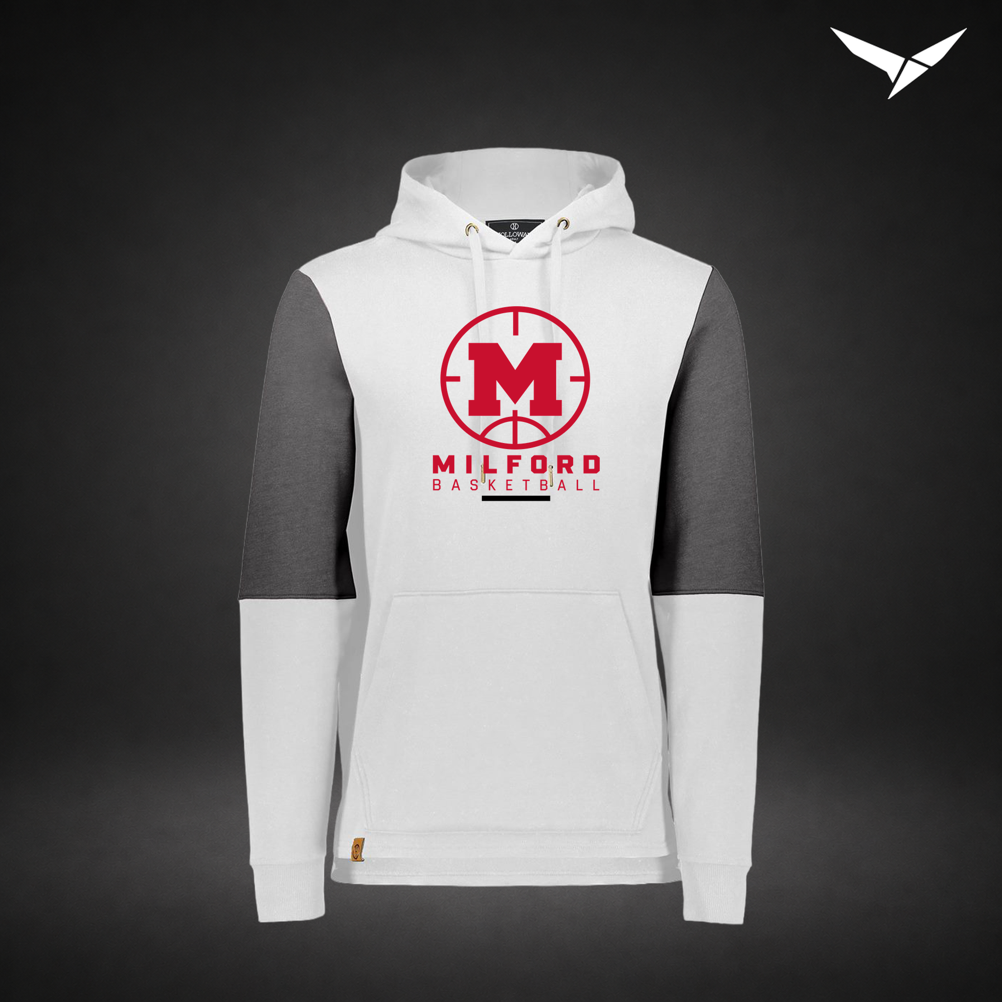 Milford Basketball Courtside – All-American Hoodie — White Carbon — Front