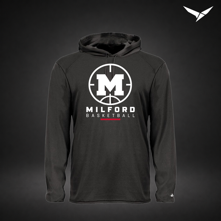 Courtside long-sleeve-hooded-tee — black — Front