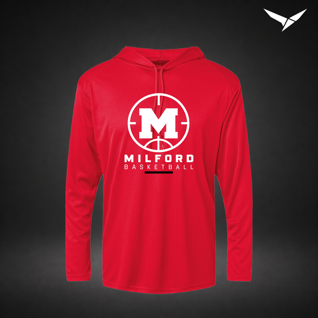 Courtside long-sleeve-hooded-tee — red — Front
