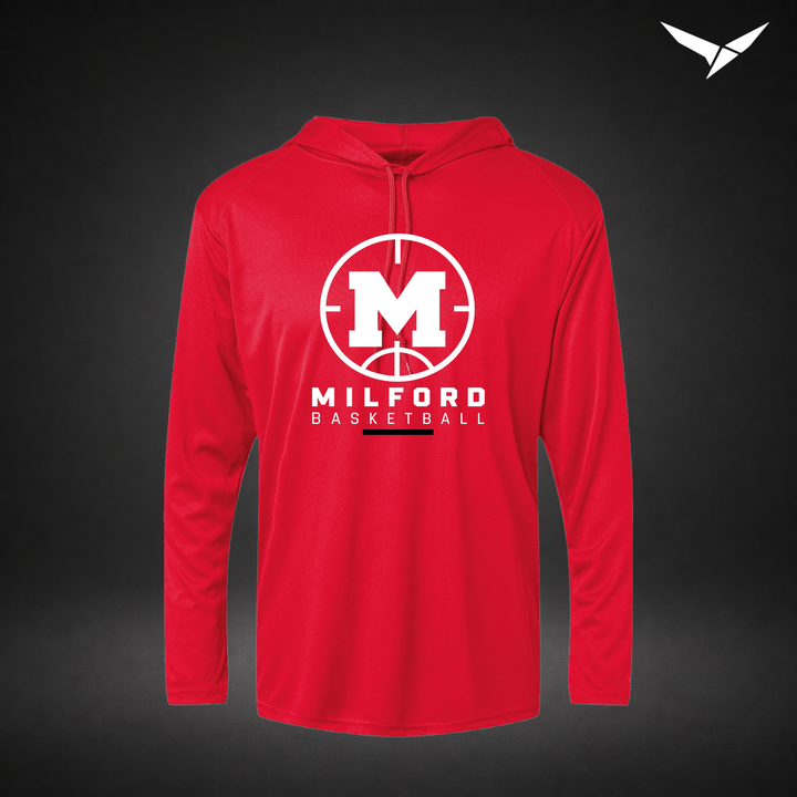 Courtside long-sleeve-hooded-tee — red — Front