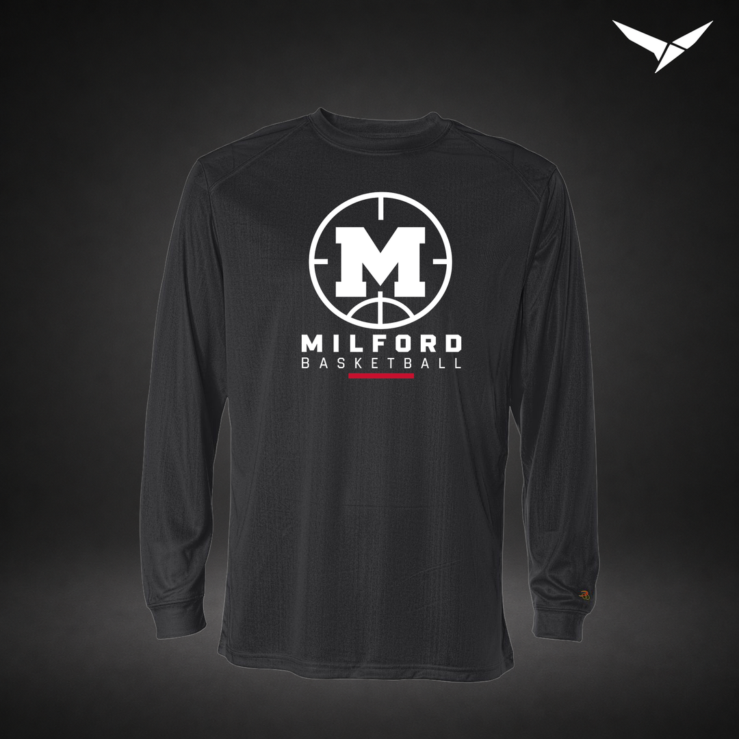 Courtside long-sleeve-performance-tee — black — Front