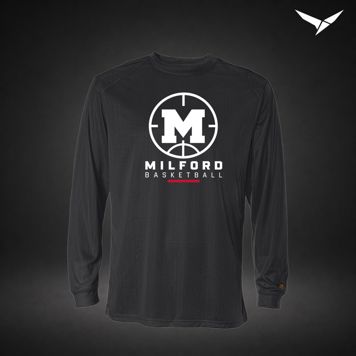 Courtside long-sleeve-performance-tee — black — Front
