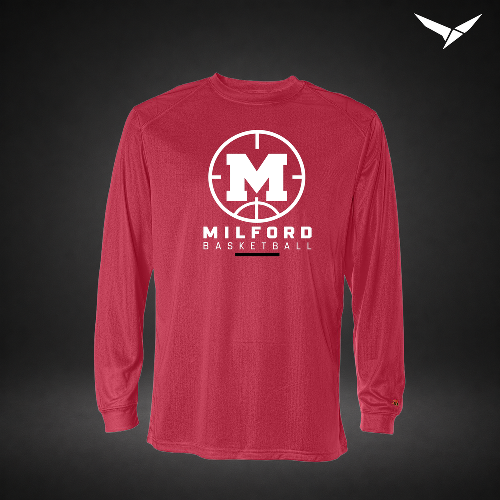 Courtside long-sleeve-performance-tee — red — Front