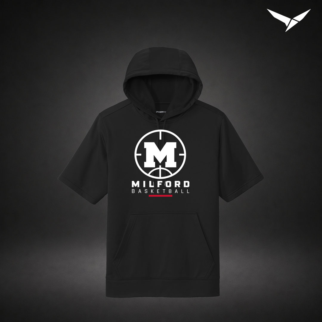 Courtside short-sleeve-hoodie — black — Front