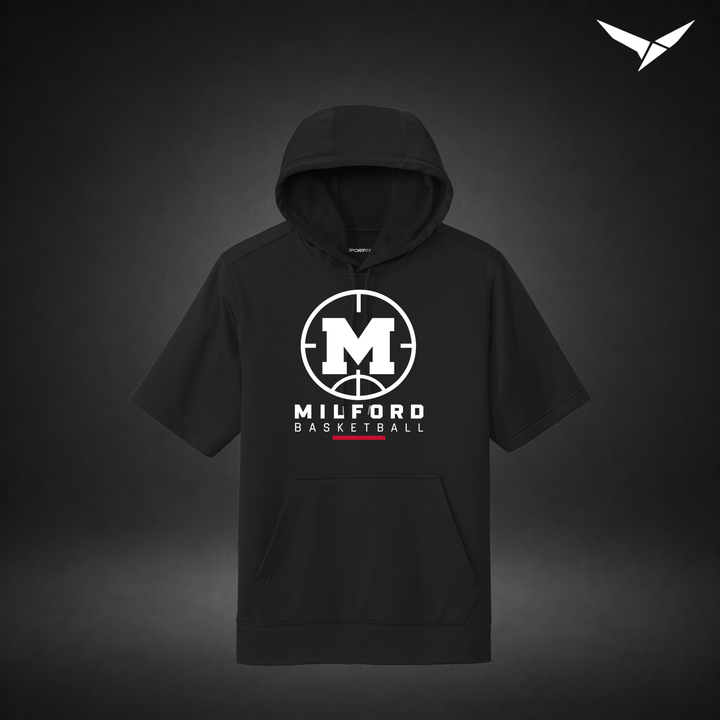 Courtside short-sleeve-hoodie — black — Front