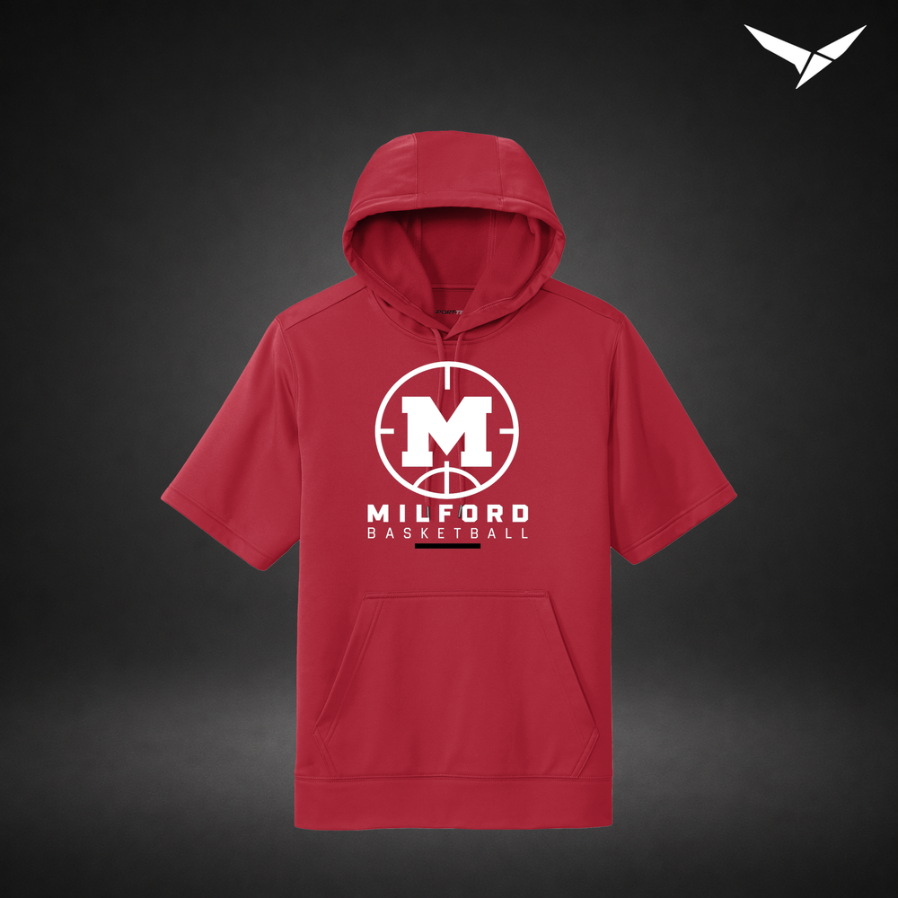 Courtside short-sleeve-hoodie — red — Front