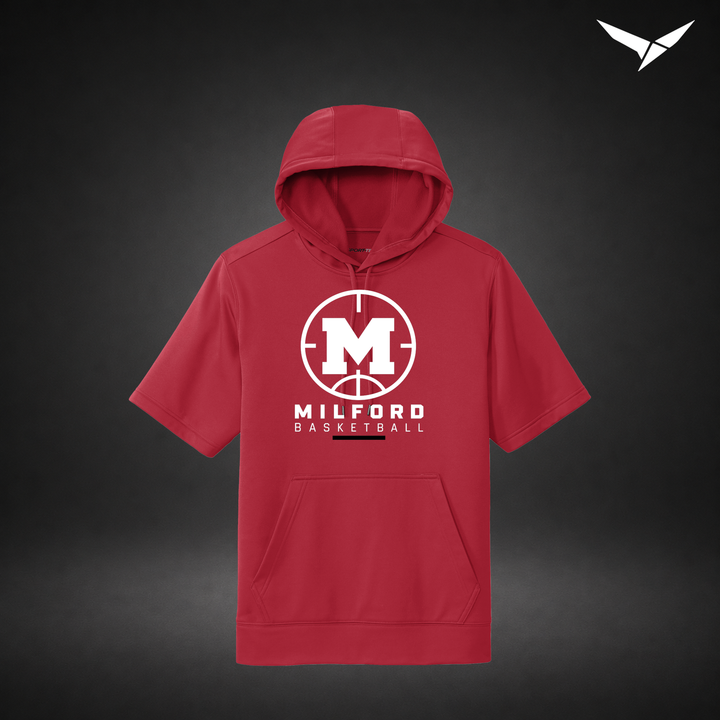 Courtside short-sleeve-hoodie — red — Front