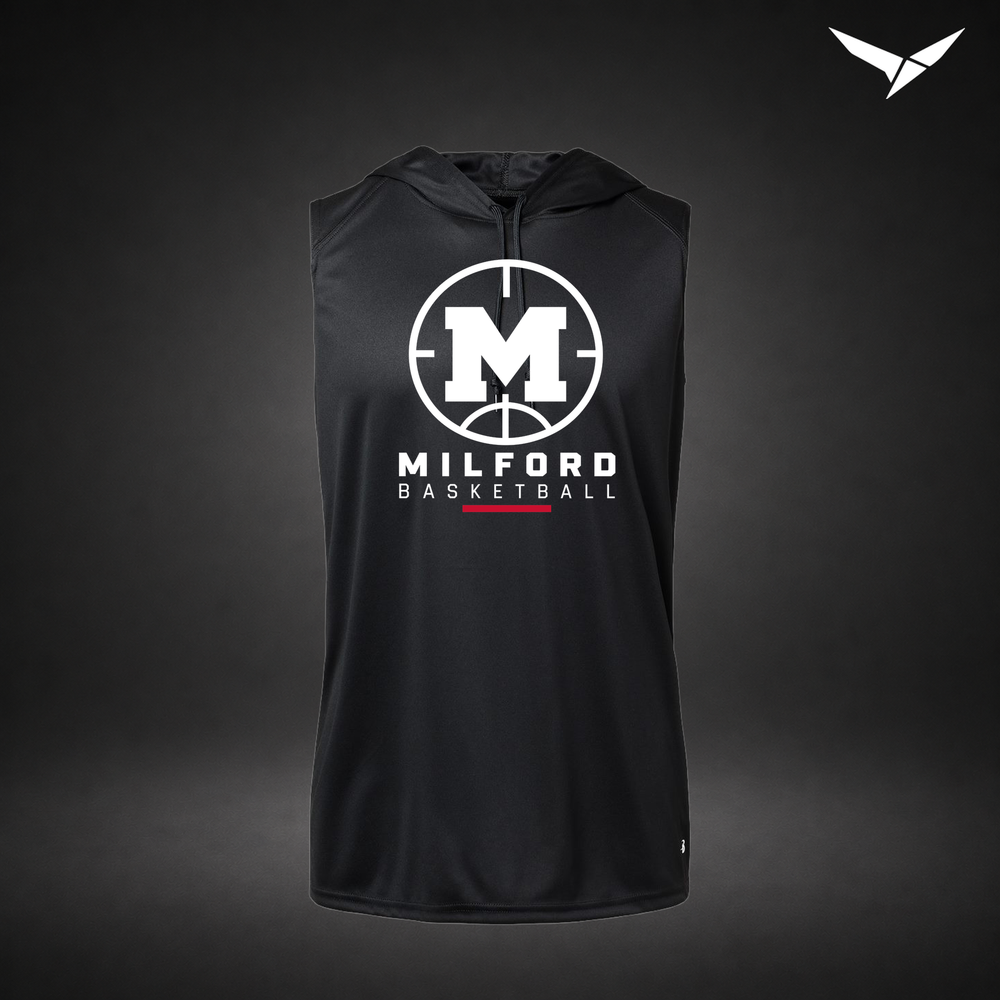 Courtside sleeveless-hoodie — black — Front