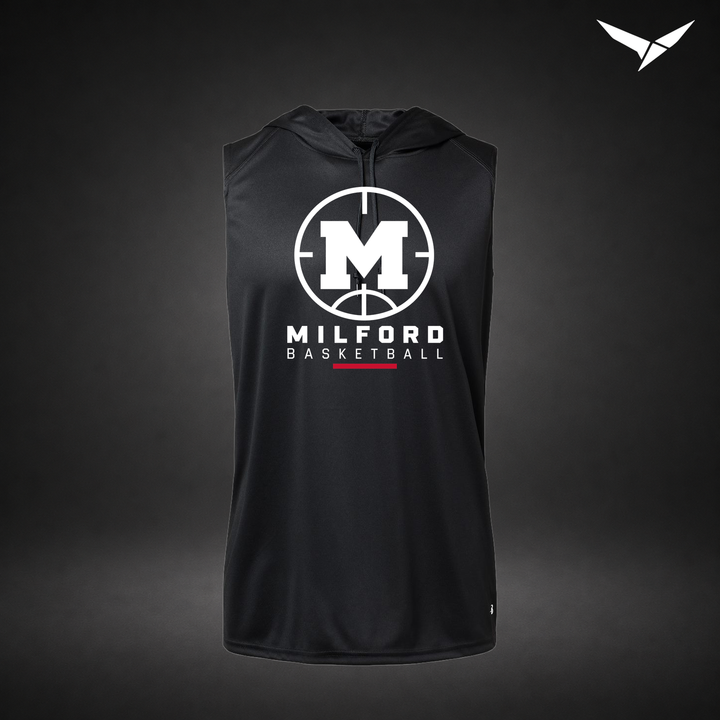 Courtside sleeveless-hoodie — black — Front