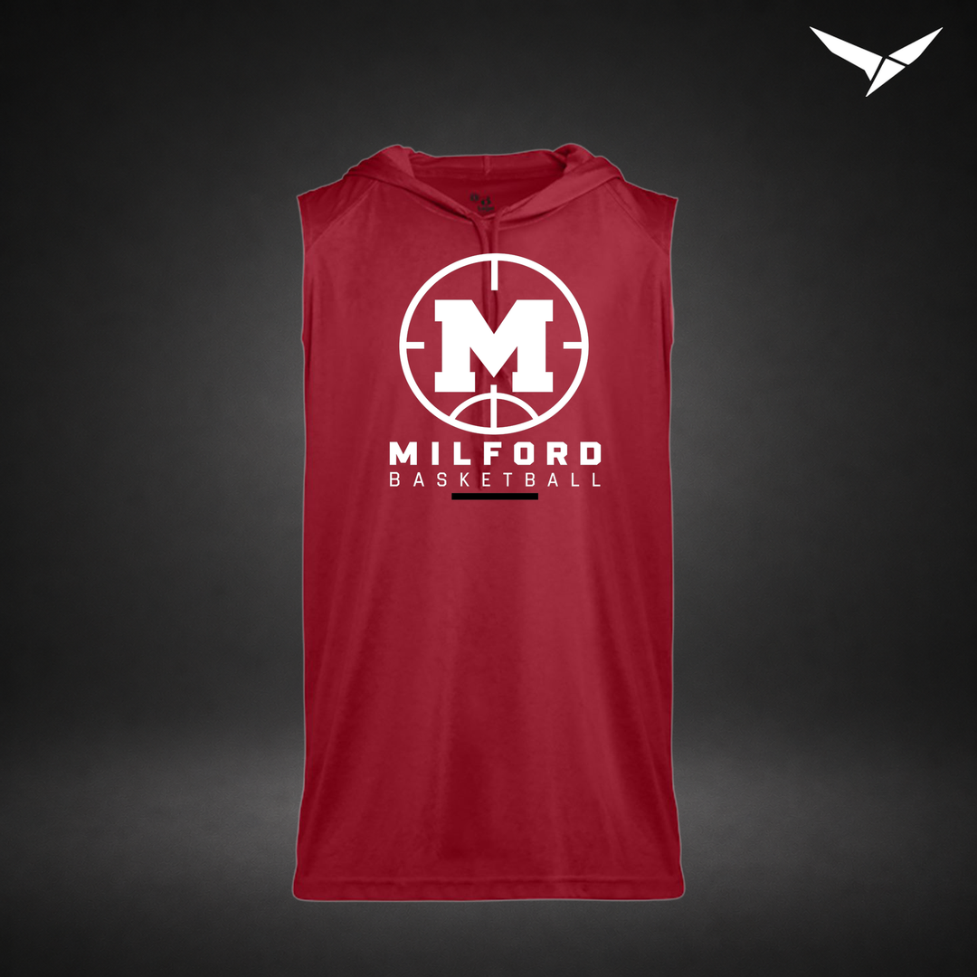 Courtside sleeveless-hoodie — red — Front