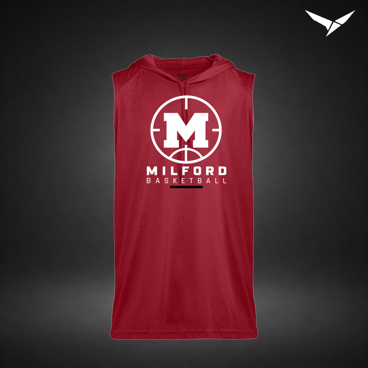 Courtside sleeveless-hoodie — red — Front