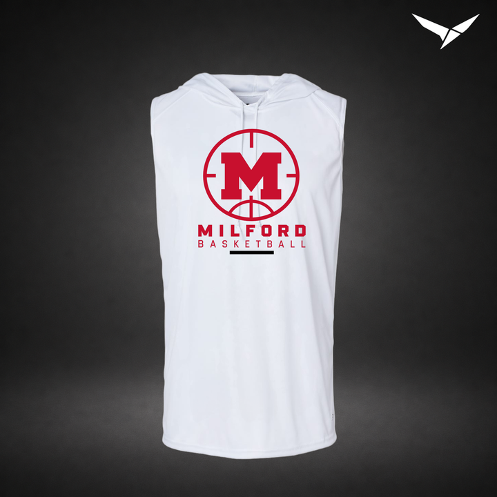 Courtside sleeveless-hoodie — white — Front