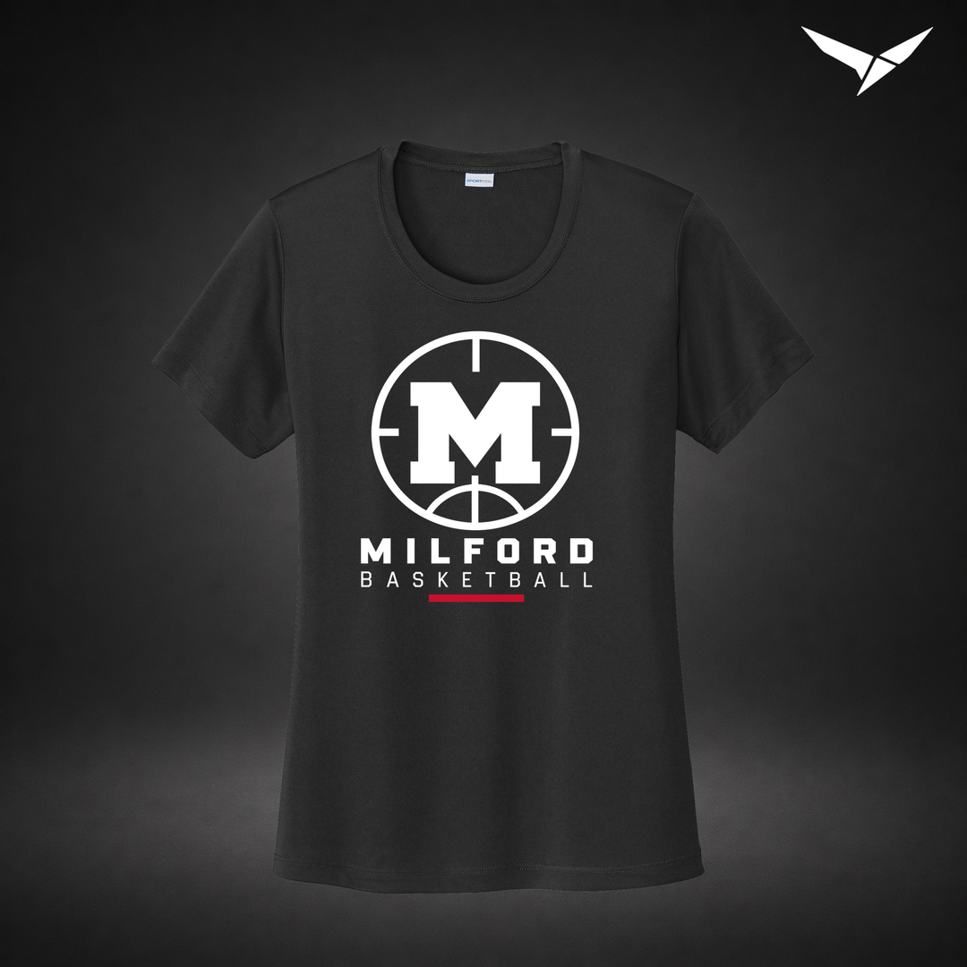 Courtside womens-performance-tee — black — Front