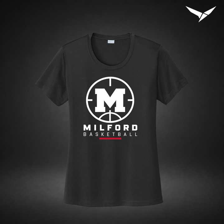 Courtside womens-performance-tee — black — Front