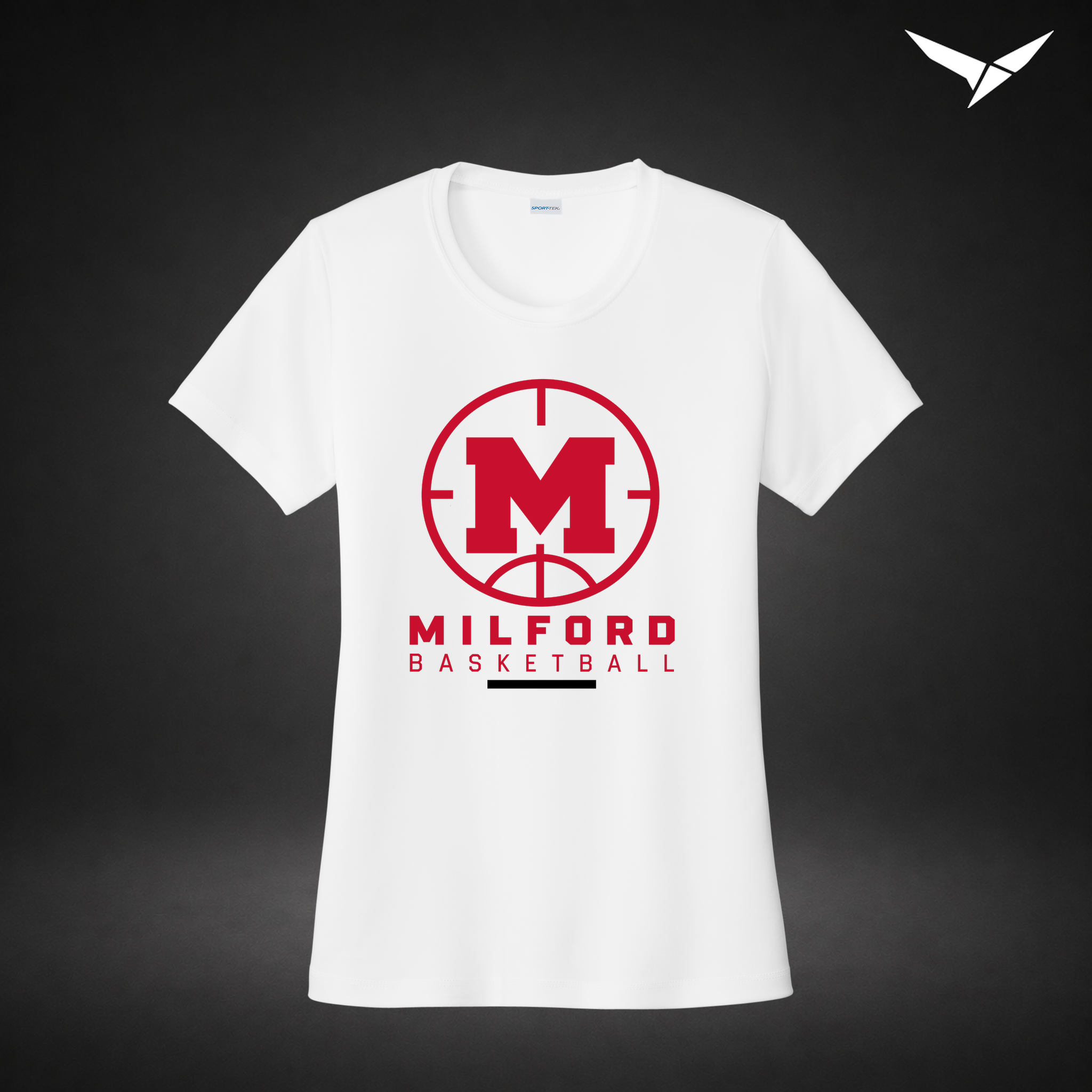 Courtside womens-performance-tee — white — Front