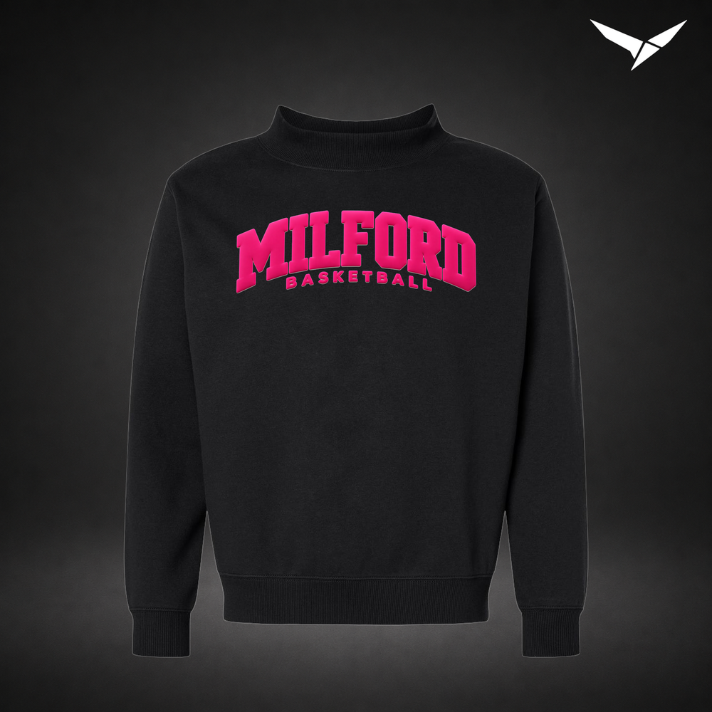 Elevated mock-neck-crewneck — black — Front