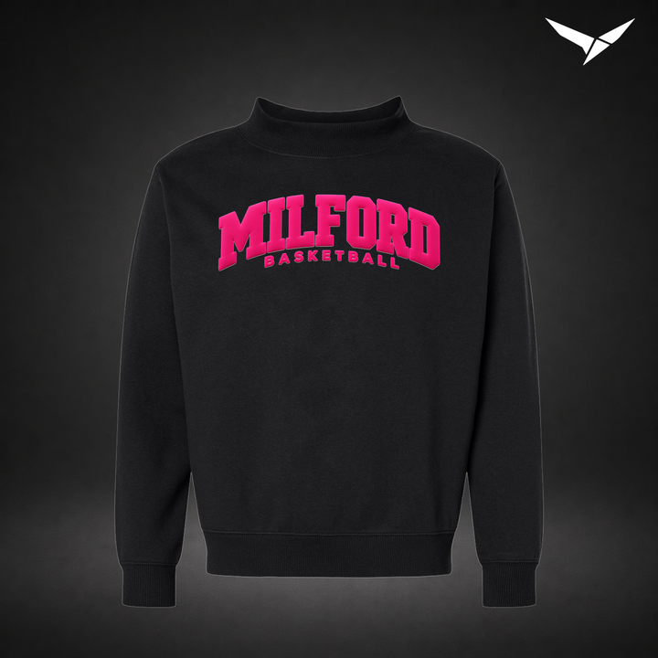 Elevated mock-neck-crewneck — black — Front