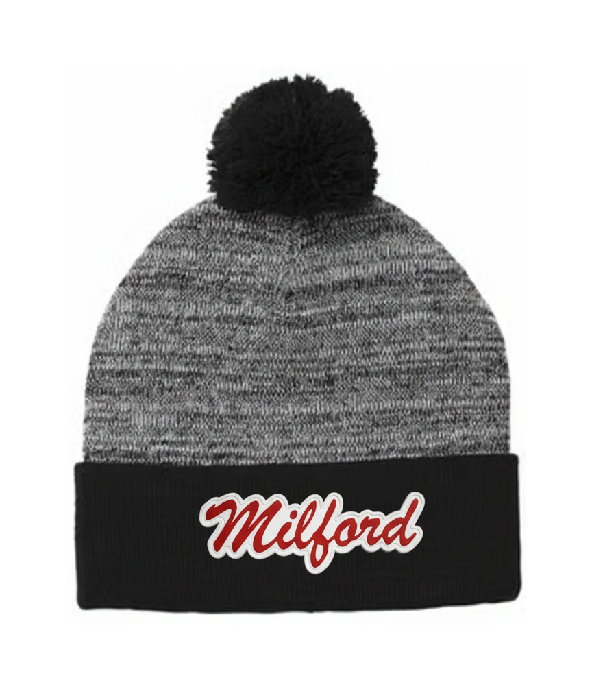 Milford Script Beanie Hat - Grey/Black