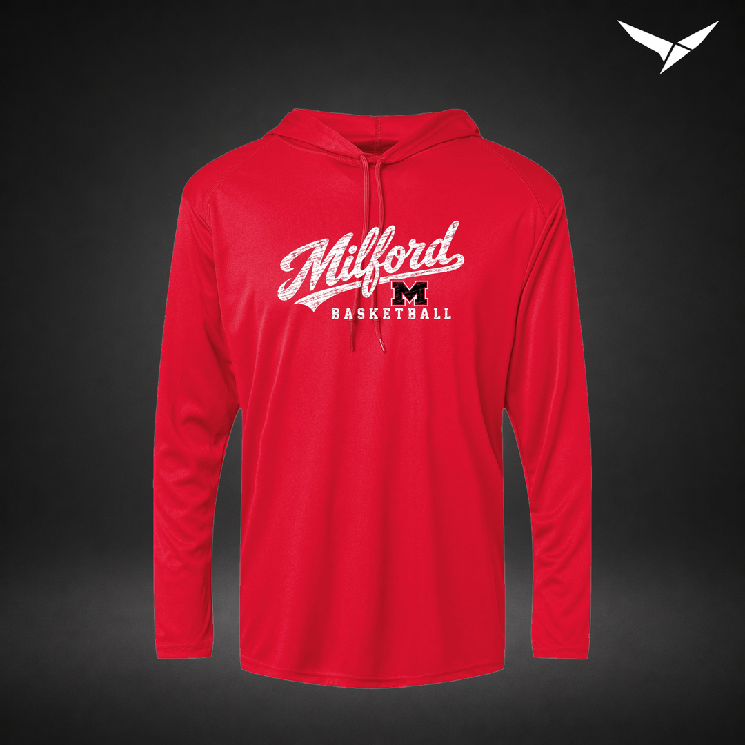 Hardwood long-sleeve-hooded-tee — red — Front