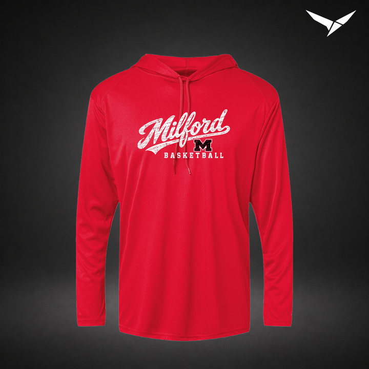 Hardwood long-sleeve-hooded-tee — red — Front