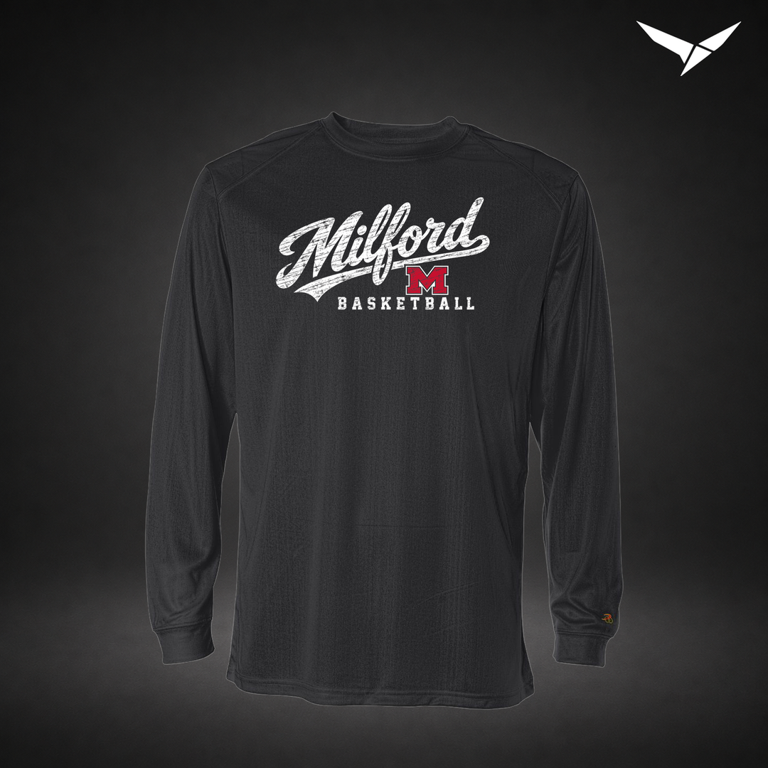 Hardwood long-sleeve-performance-tee — black — Front