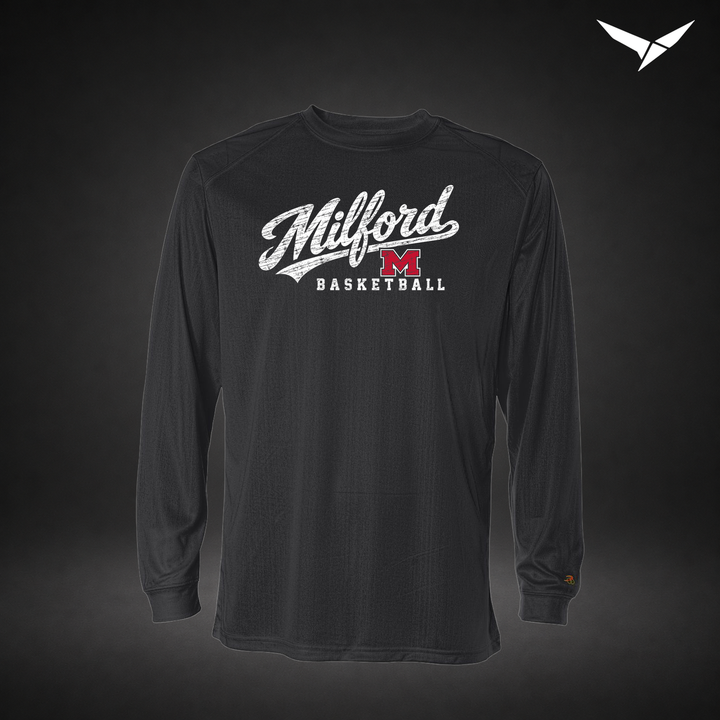 Hardwood long-sleeve-performance-tee — black — Front