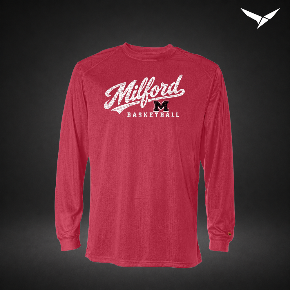 Hardwood long-sleeve-performance-tee — red — Front