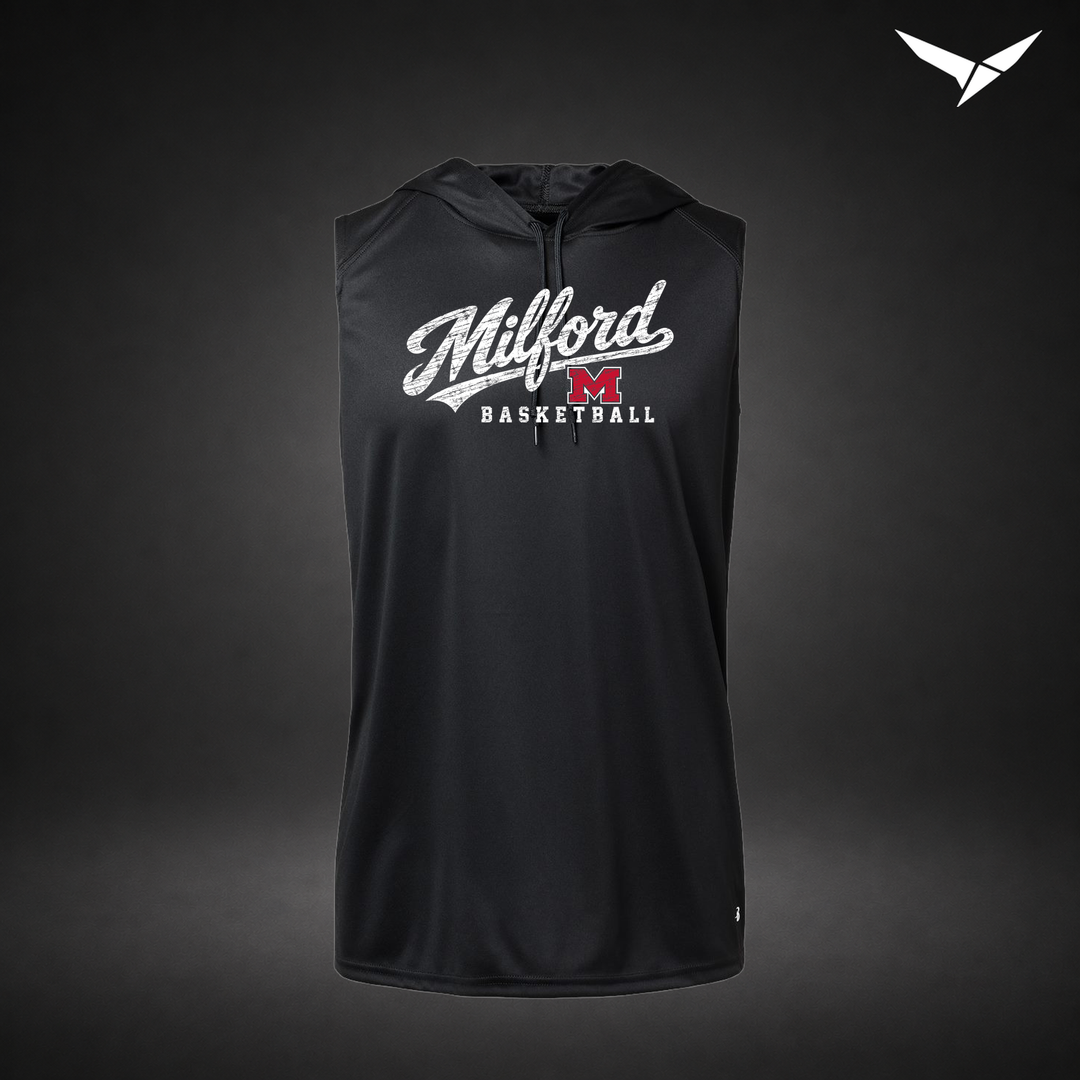 Hardwood sleeveless-hoodie — black — Front