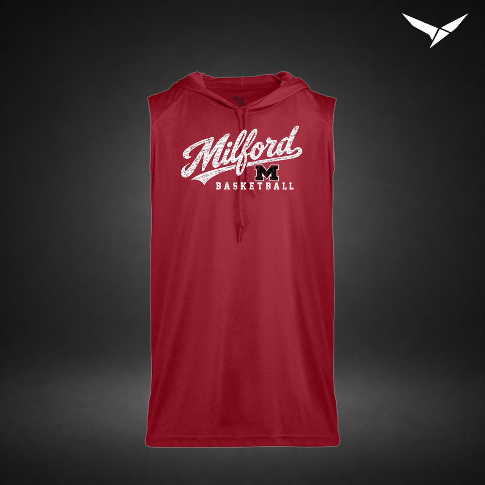 Hardwood sleeveless-hoodie — red — Front