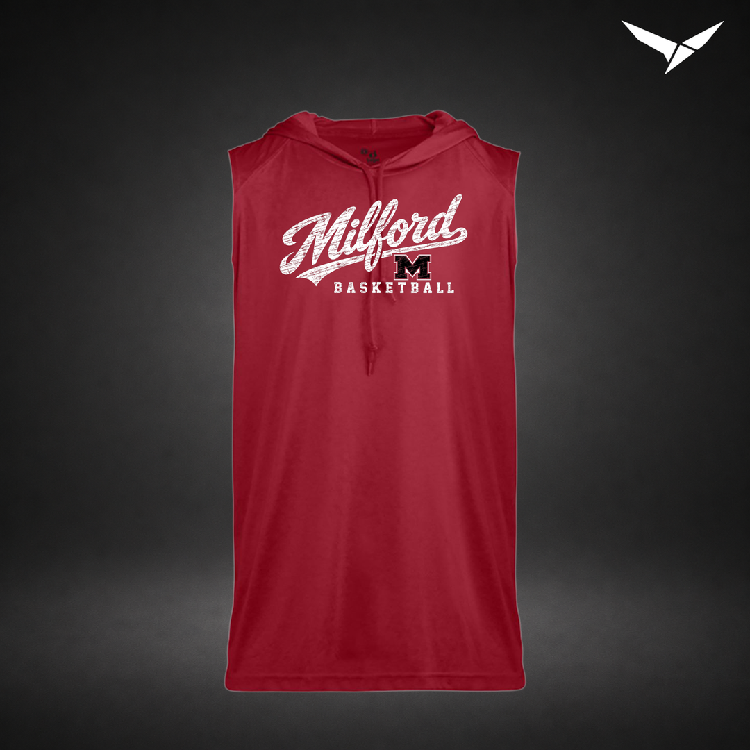 Hardwood sleeveless-hoodie — red — Front