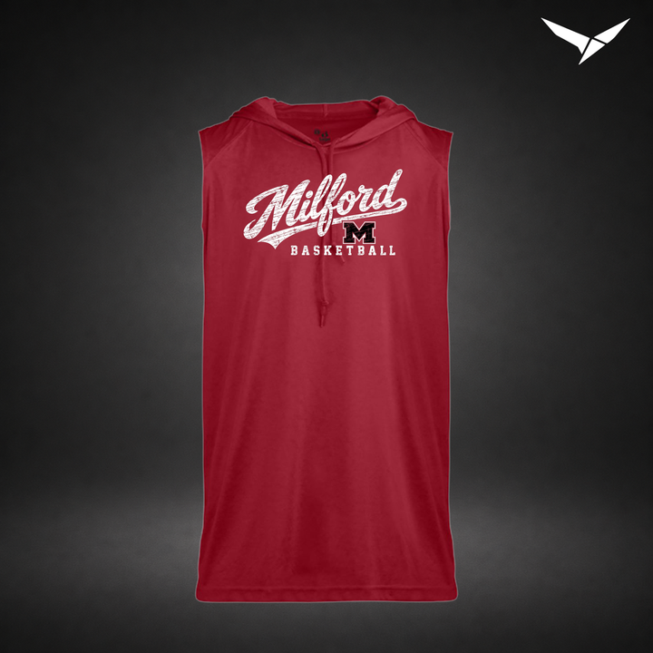 Hardwood sleeveless-hoodie — red — Front