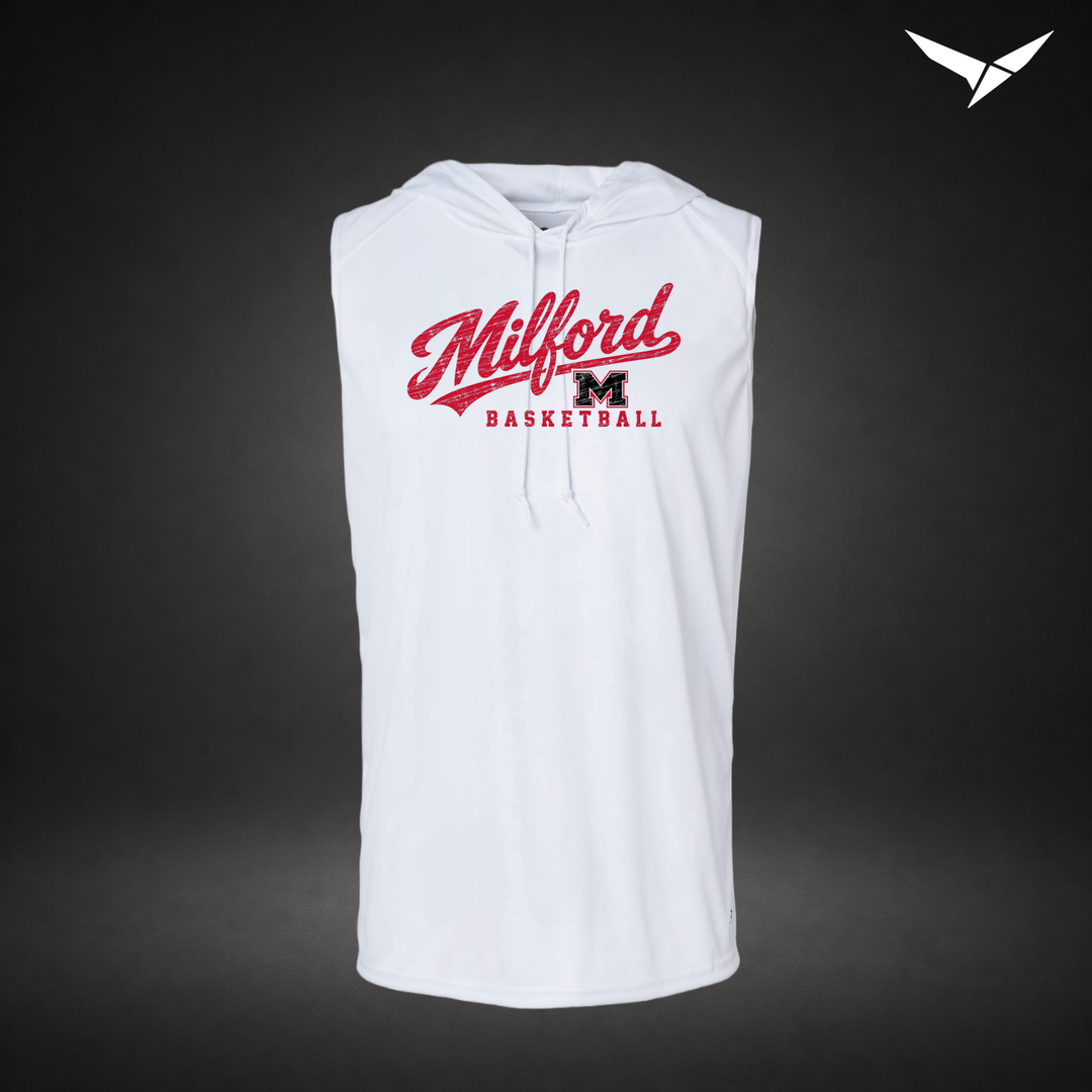 Hardwood sleeveless-hoodie — white — Front