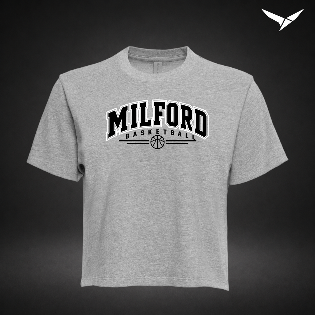 Her Game boxy-tee — heather grey — Front