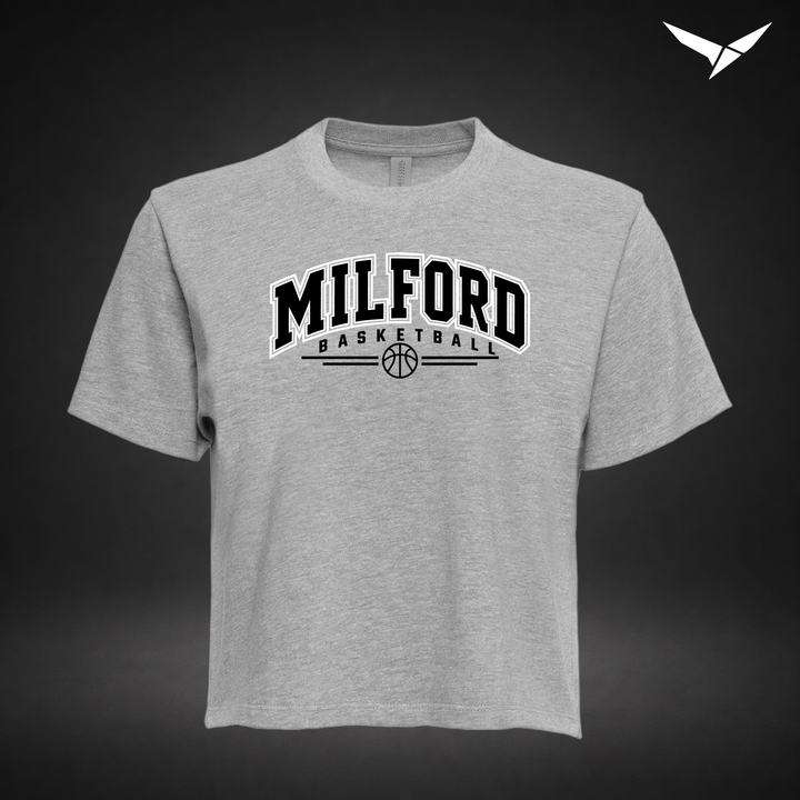 Her Game boxy-tee — heather grey — Front