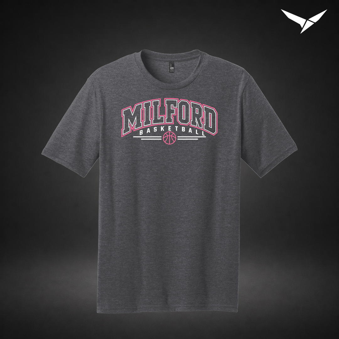 Her Game tee — heathered charcoal — Front