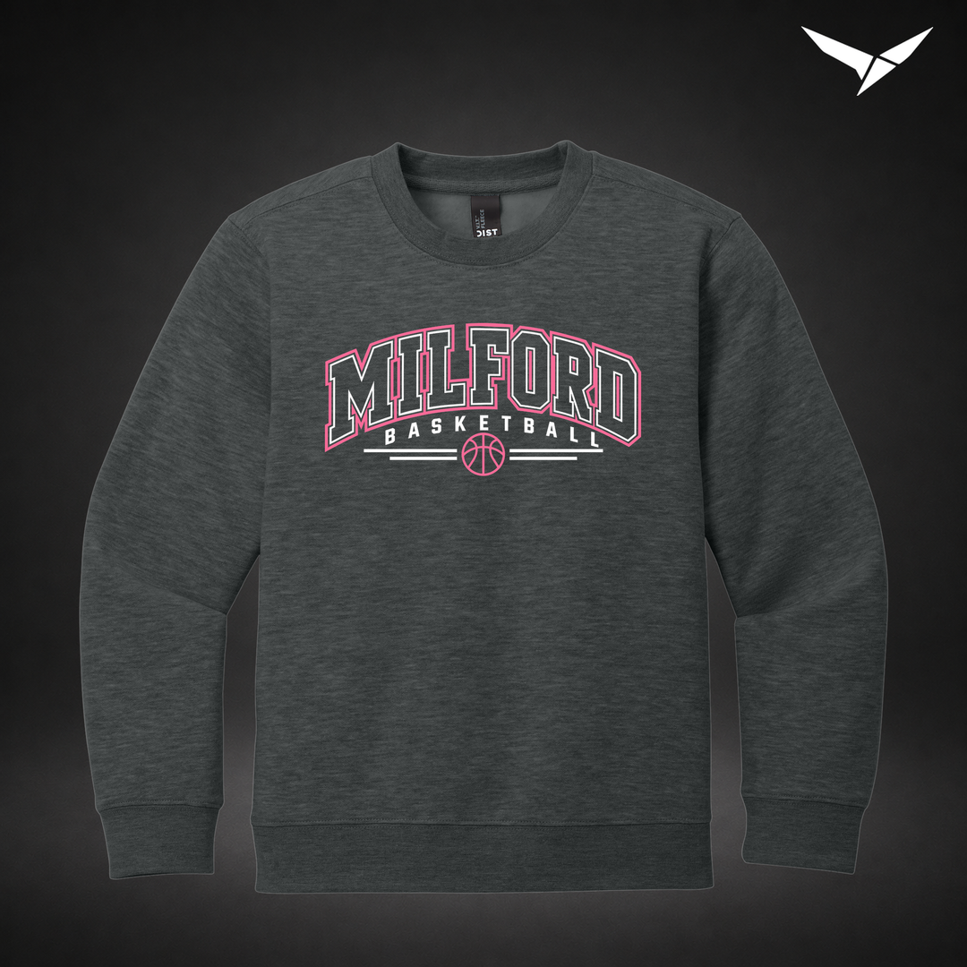 Her Game youth-crewneck — heathered charcoal — Front