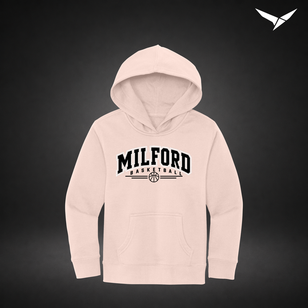 Her Game youth-hoodie — rosewater pink — Front