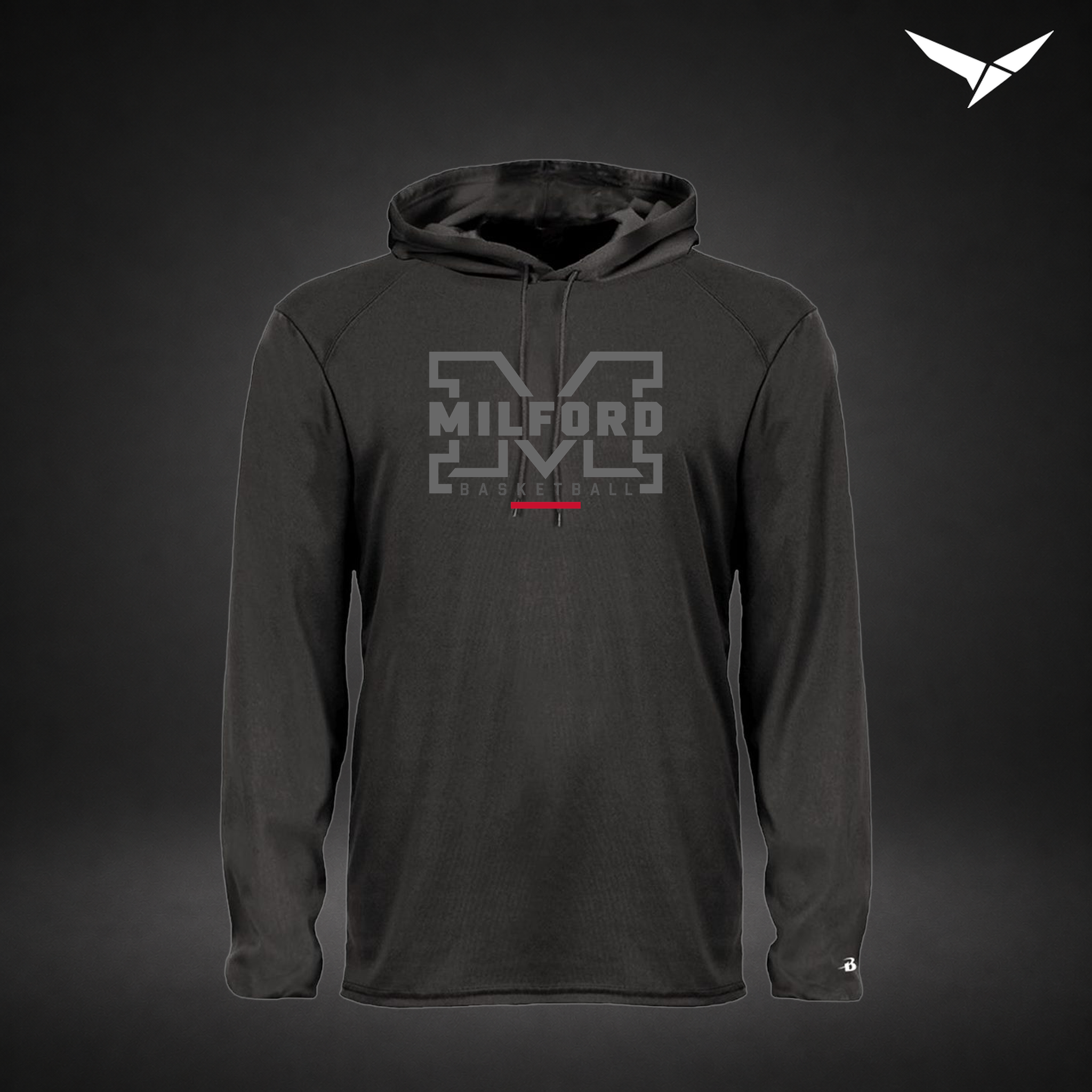 Lockdown long-sleeve-hooded-tee — black — Front