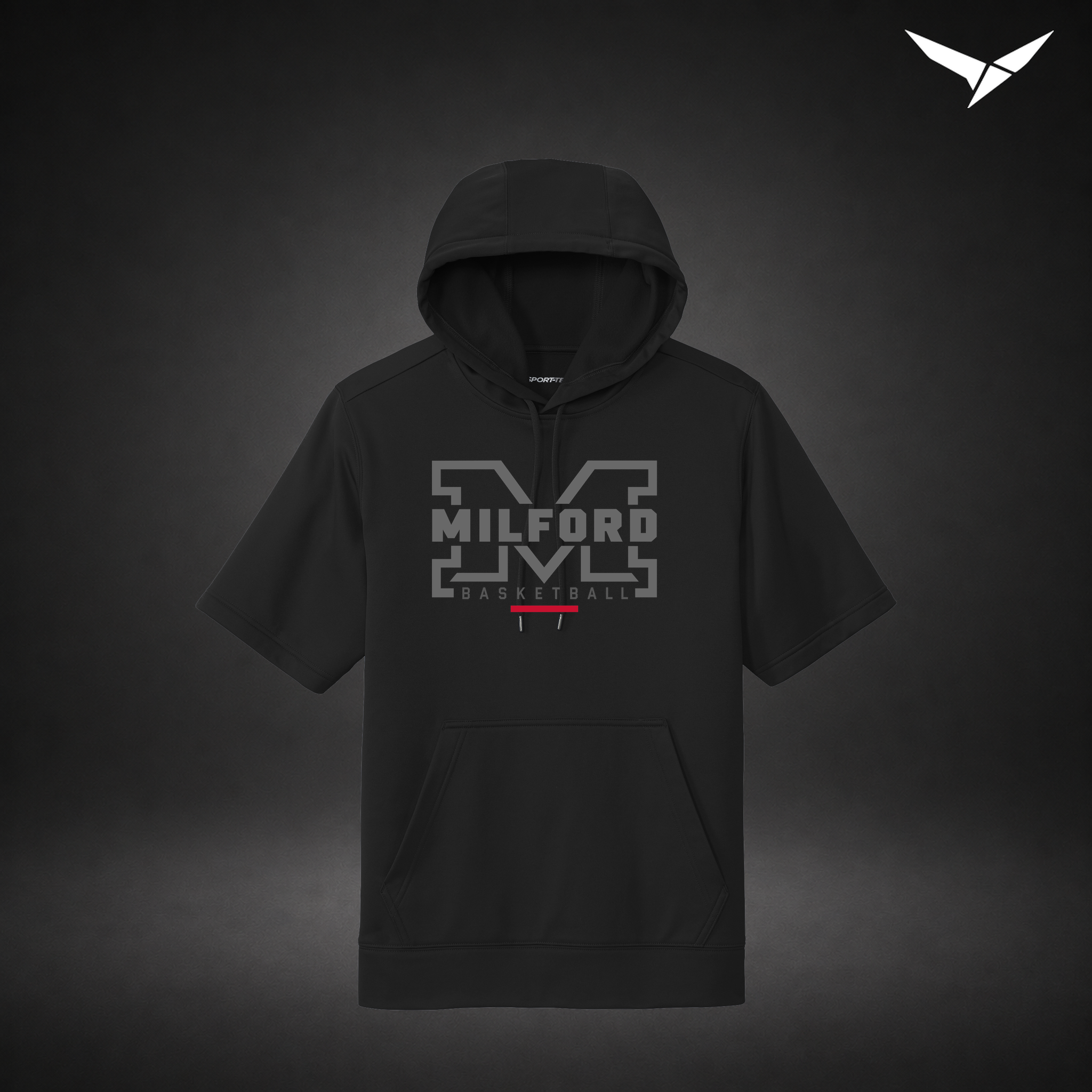 Lockdown short-sleeve-hoodie — black — Front