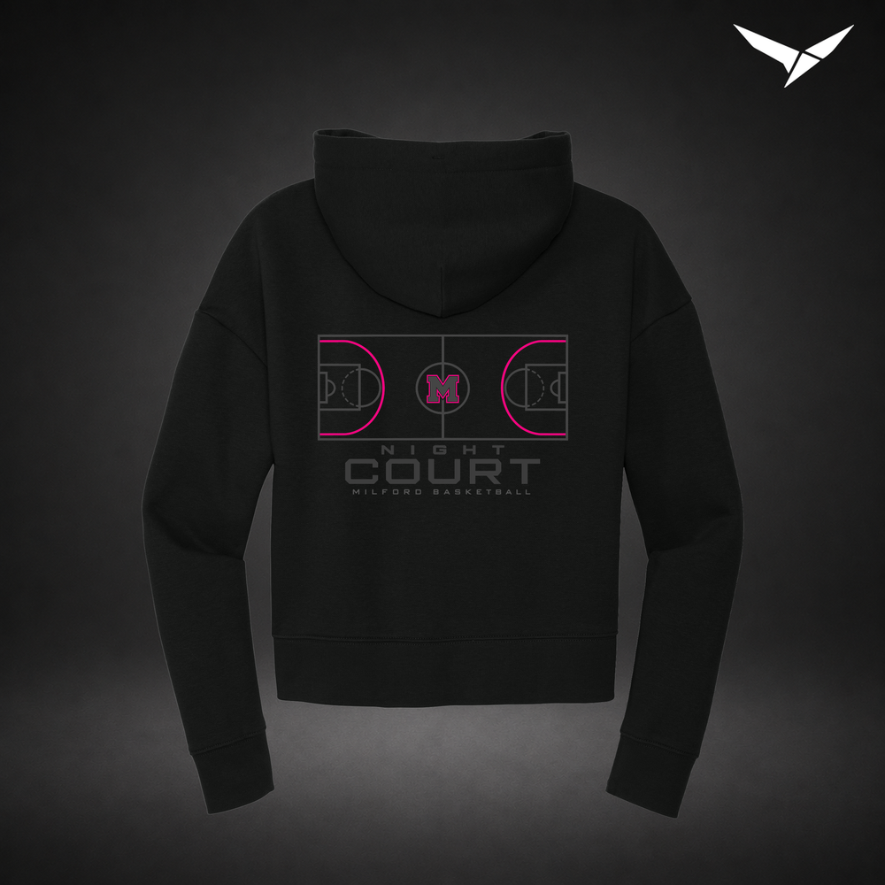 Night Court cropped-hoodie — black — Back