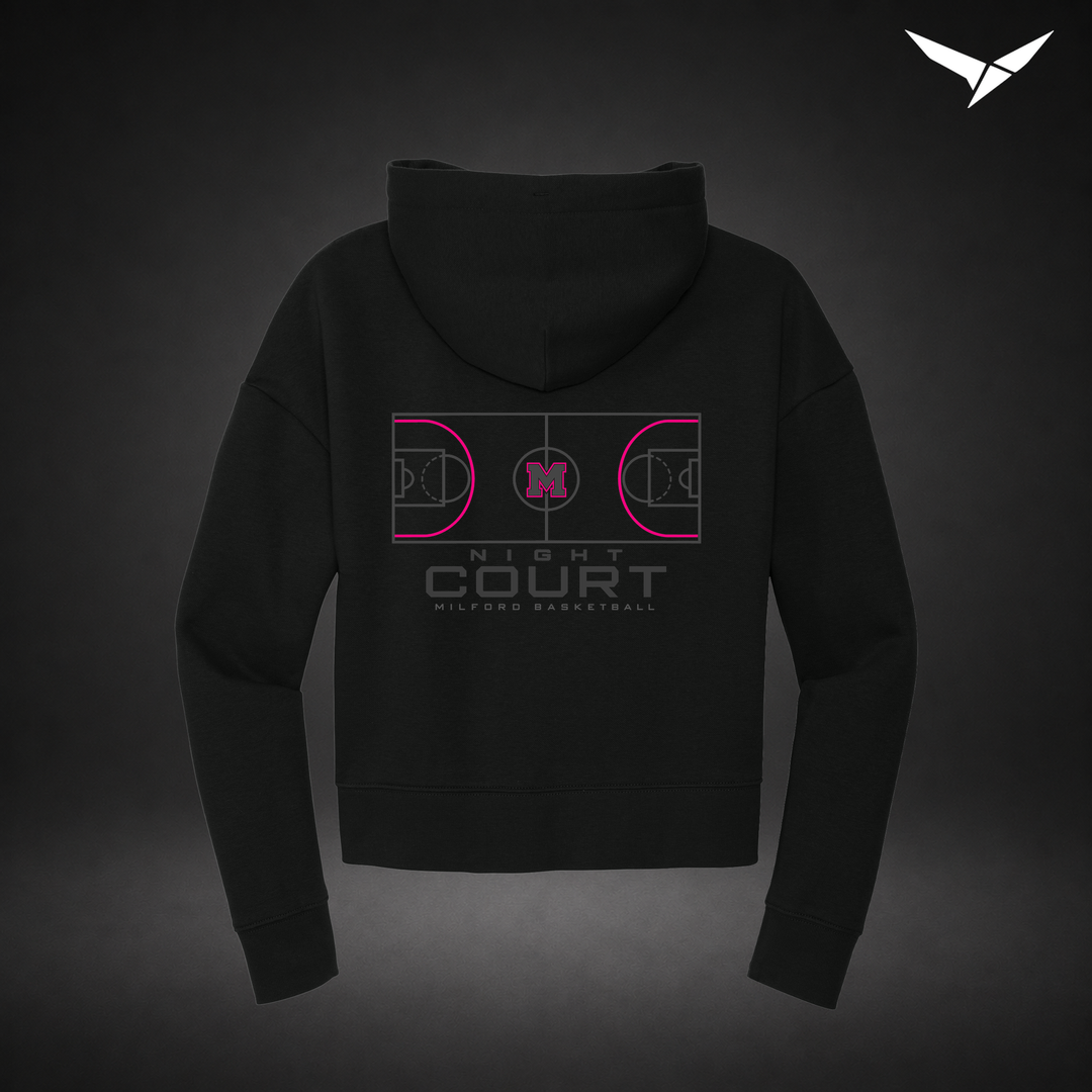 Night Court cropped-hoodie — black — Back