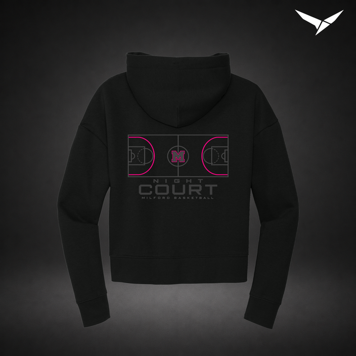Night Court cropped-hoodie — black — Back