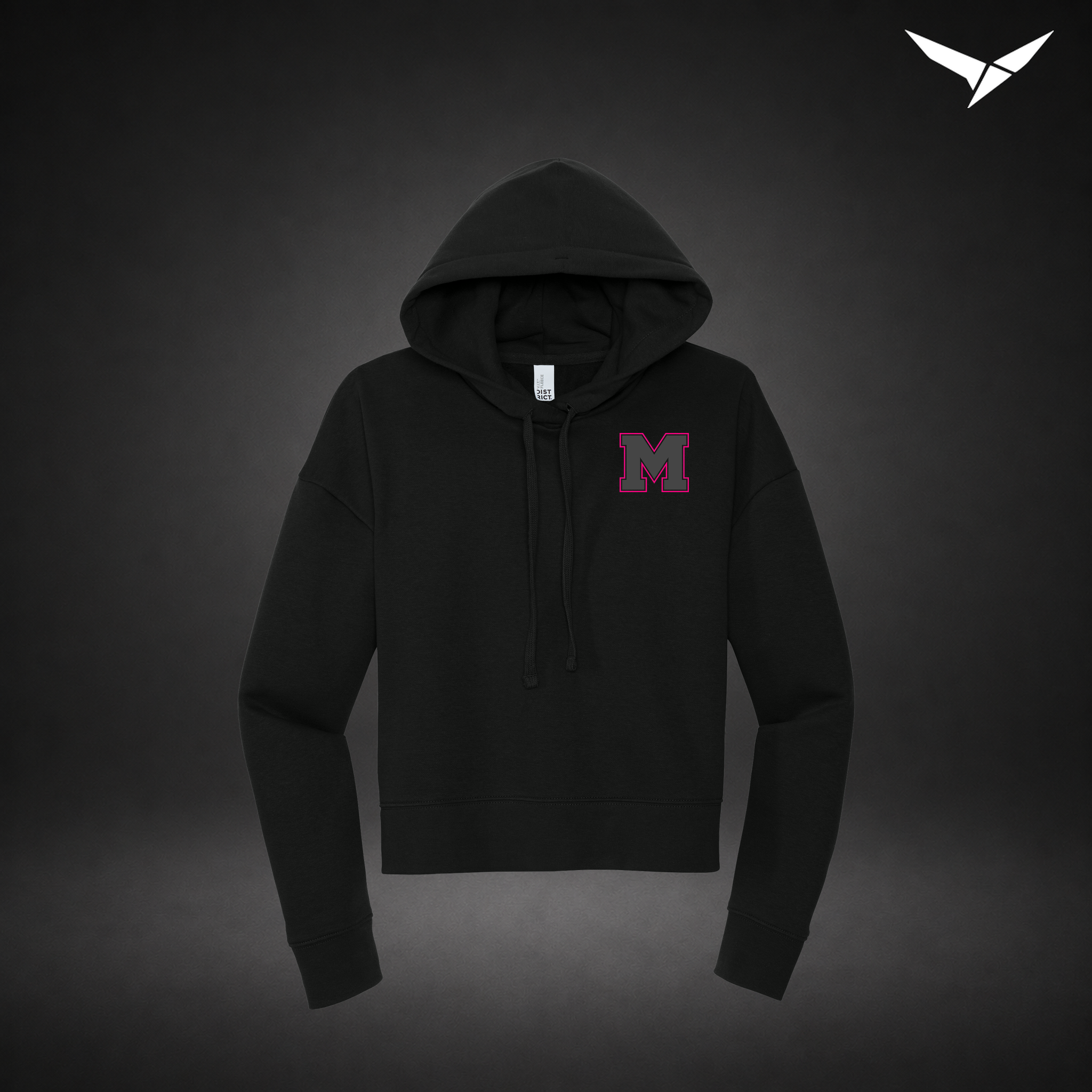 Night Court cropped-hoodie — black — Front