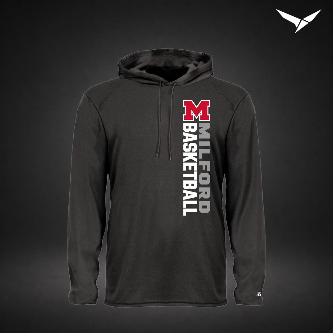 Crossover long-sleeve-hooded-tee — black — Front