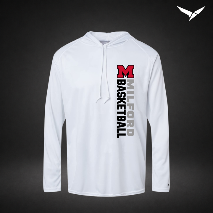 Crossover long-sleeve-hooded-tee — white — Front