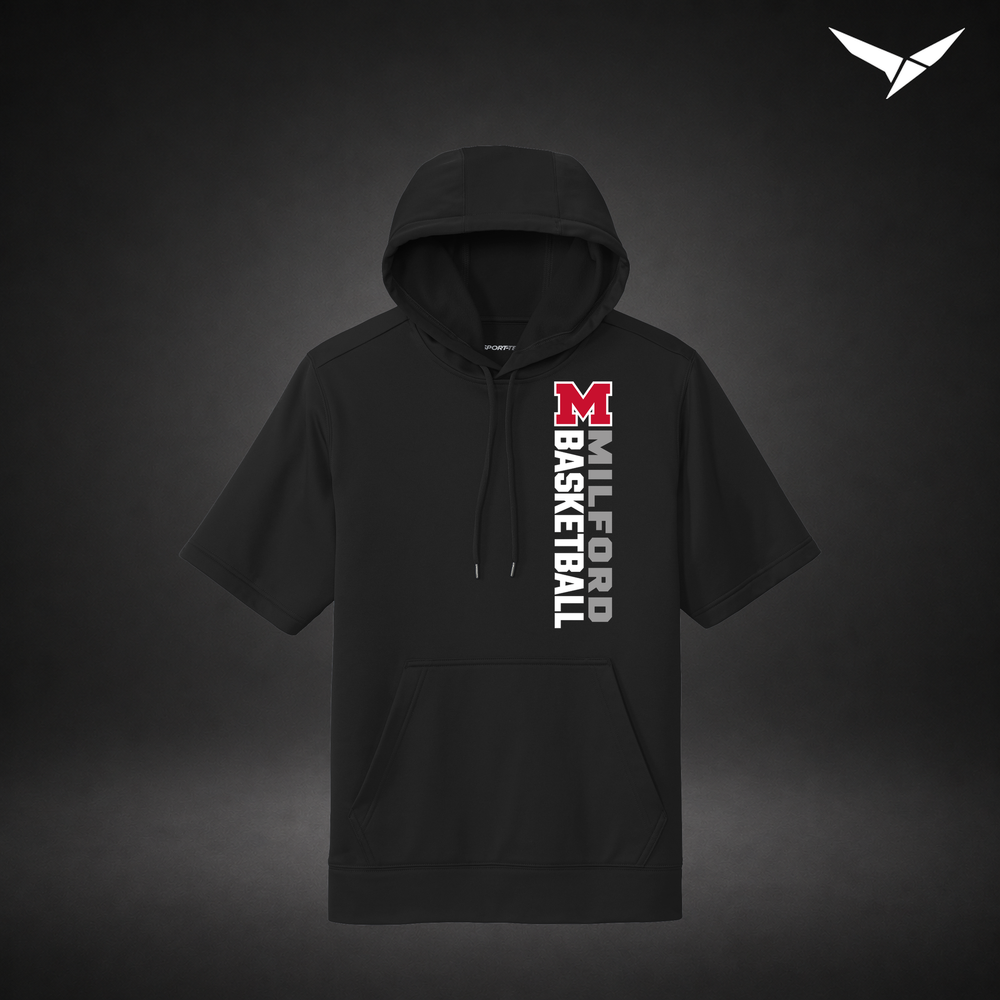 Crossover short-sleeve-hoodie — black — Front